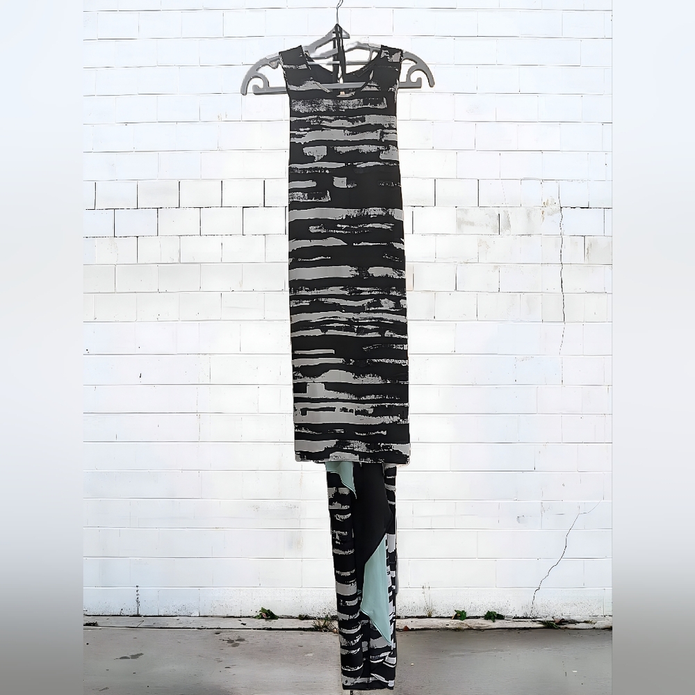 BCBG MaxAzria Black and Gray Asymmetrical Dress